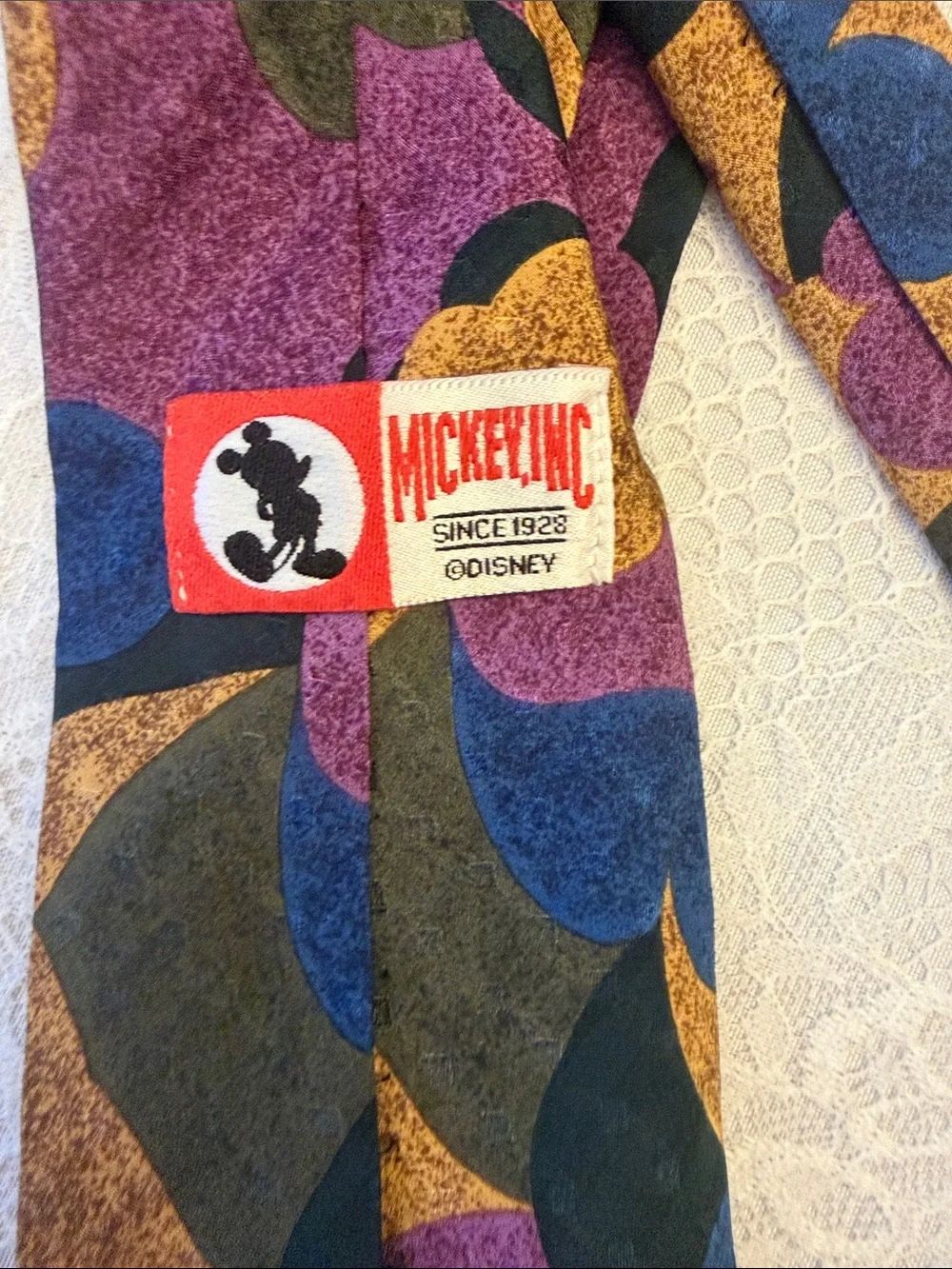 Vintage 90s Mickey Inc. Disney Abstract Silk Necktie
